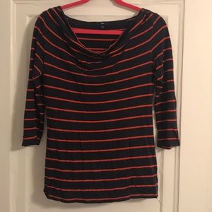 Navy and Red Striped Top